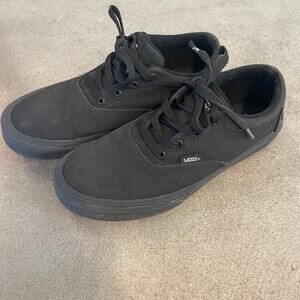 VANS all black low top lace up youth boys shoes size 5.5 gender neutral unisex